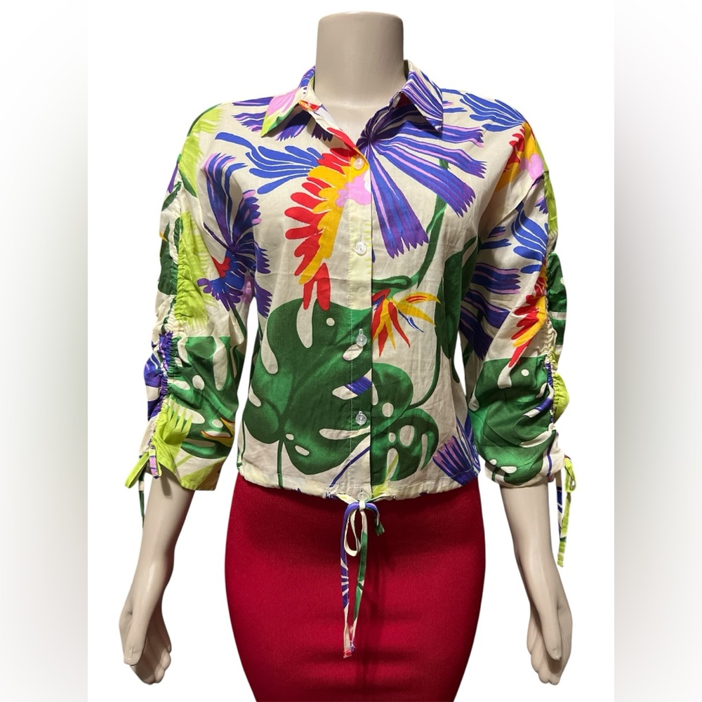Marc New York Size S Tropical Print Jacket Button Down Shirt Cotton NWoT